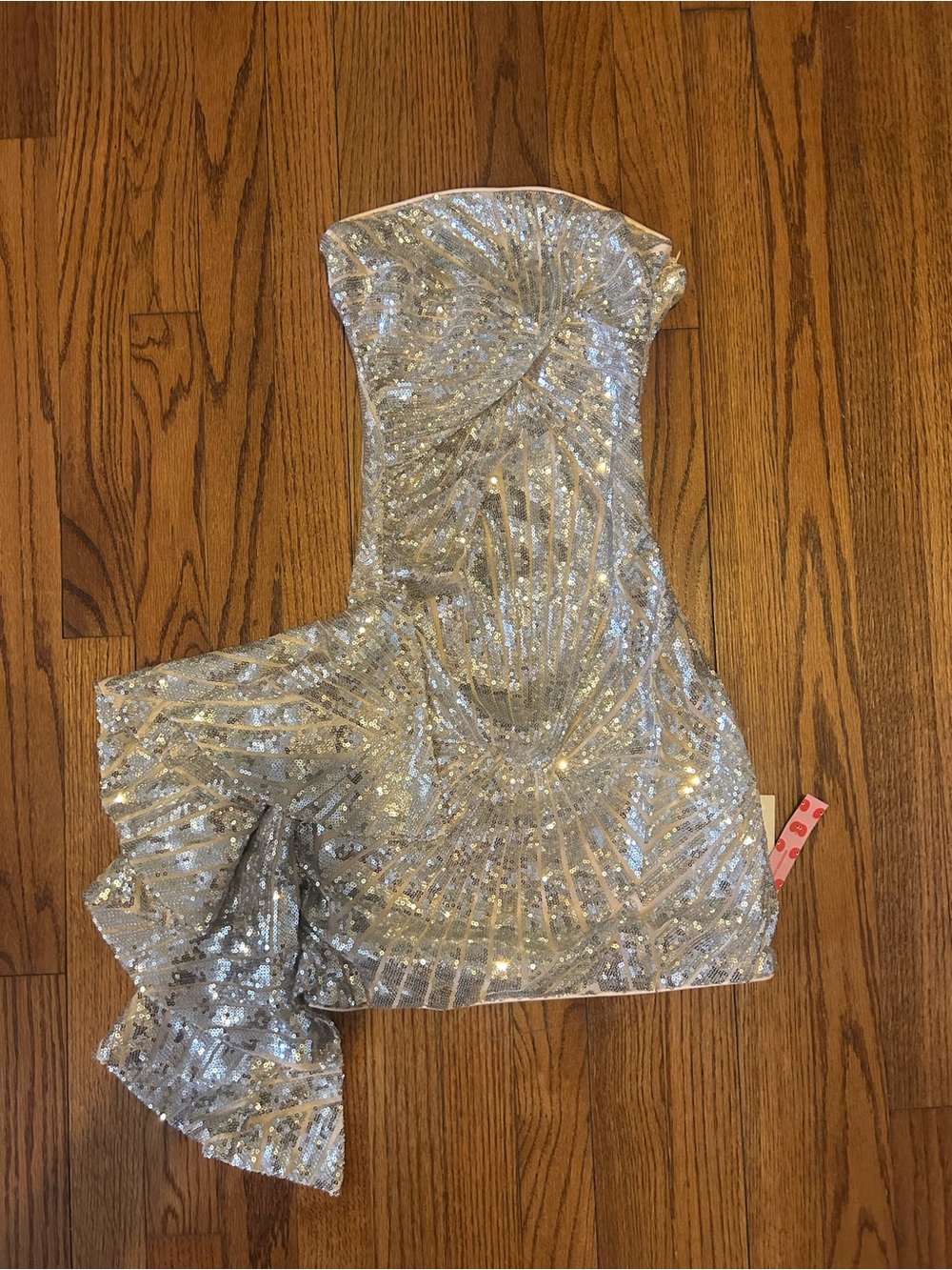 Cider Silver Sequin Strapless Dress